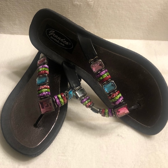 Grandco Sandals ~ Rainbow ~ Black Sole - Picture 2 of 4